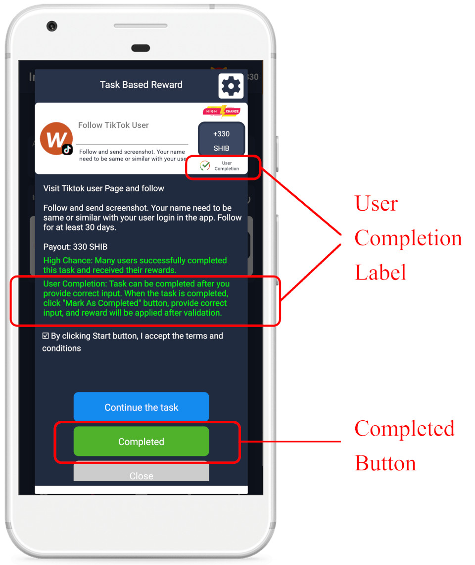 Tasks with User Completion