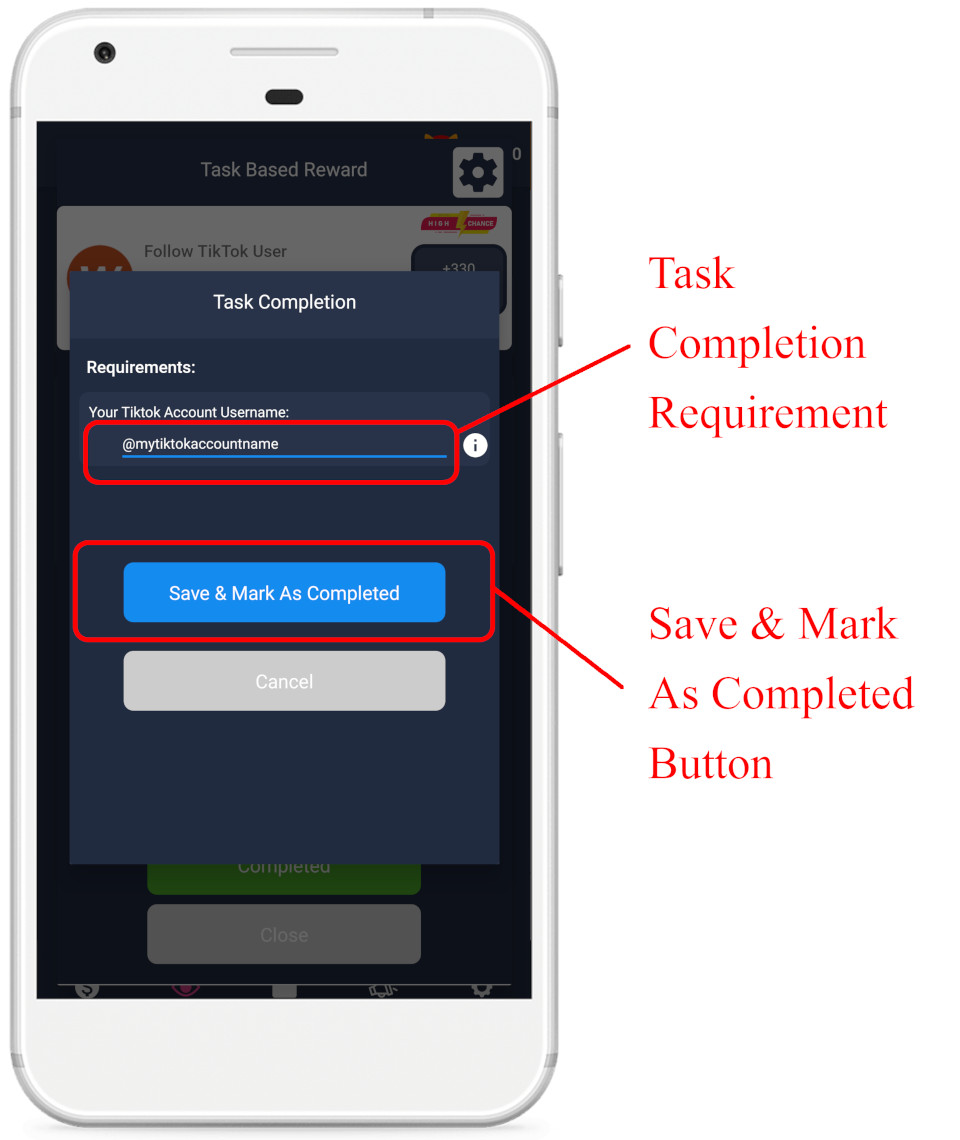 User Completion Requirement and Button